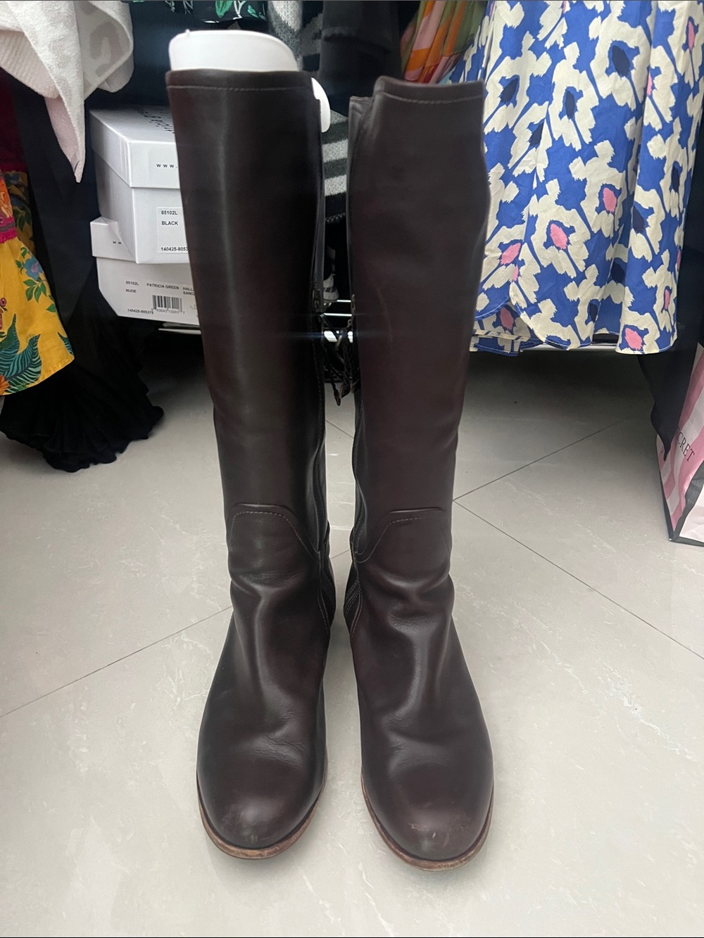 UGG knee high  Leather Boots in Dark Brown